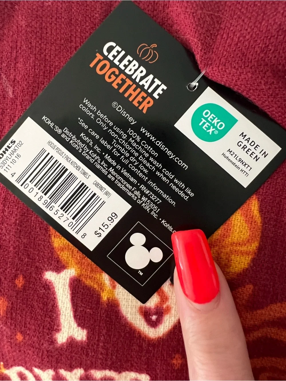 Party tag on clothing